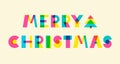 Merry Christmas colorful riso, risograph print effect illustration. Brutalist, brutalism geometric letters.